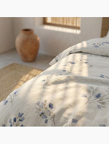 Conjunto de capa de edredão 100% algodão com design floral e capa de almofada - Gamusi