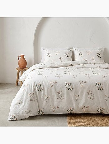 Conjunto de capa de edredão 100% algodão com design floral e capa de almofada - Gamusi