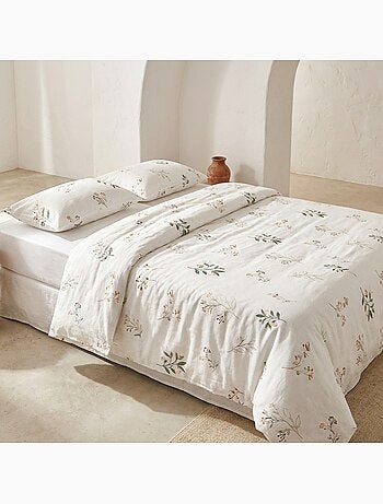 Conjunto de capa de edredão 100% algodão com design floral e capa de almofada - Gamusi