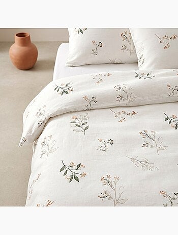 Conjunto de capa de edredão 100% algodão com design floral e capa de almofada - Gamusi