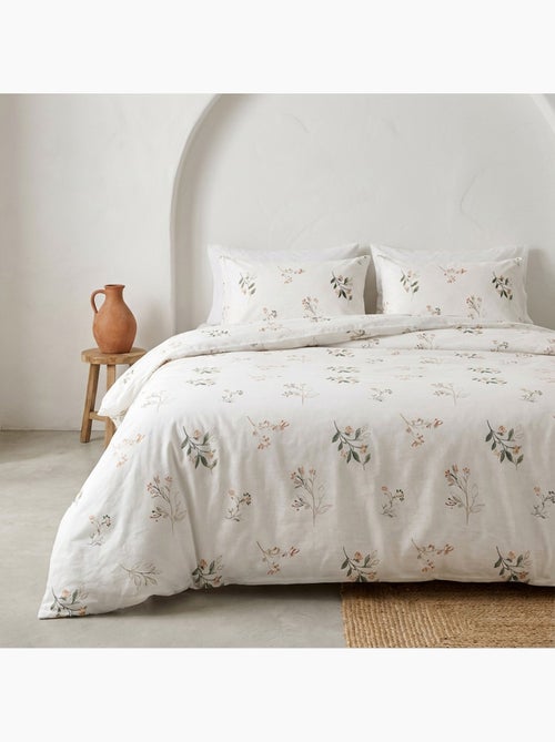 Conjunto de capa de edredão 100% algodão com design floral e capa de almofada - Gamusi - Kiabi Conjunto de capa de edredão 100% algodão com design floral e capa de almofada - Gamusi - Kiabi