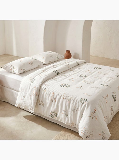 Conjunto de capa de edredão 100% algodão com design floral e capa de almofada - Gamusi - Kiabi Conjunto de capa de edredão 100% algodão com design floral e capa de almofada - Gamusi - Kiabi