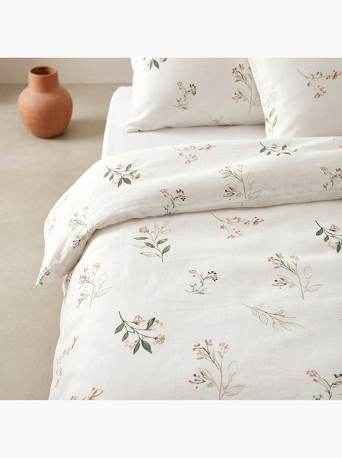 Conjunto de capa de edredão 100% algodão com design floral e capa de almofada - Gamusi - Kiabi Conjunto de capa de edredão 100% algodão com design floral e capa de almofada - Gamusi - Kiabi