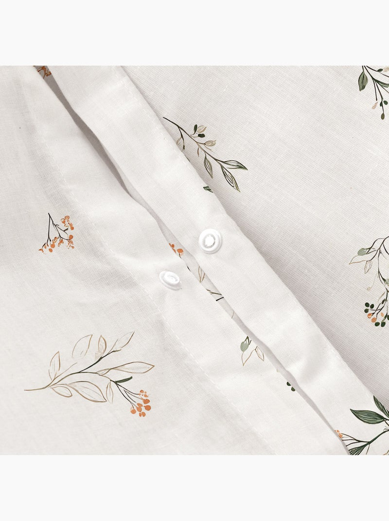Conjunto de capa de edredão 100% algodão com design floral e capa de almofada - Gamusi Branco - Kiabi