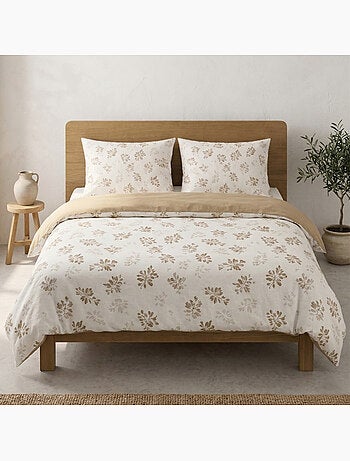 Conjunto de capa de edredão 100% algodão com design floral e capa de almofada - Gamusi