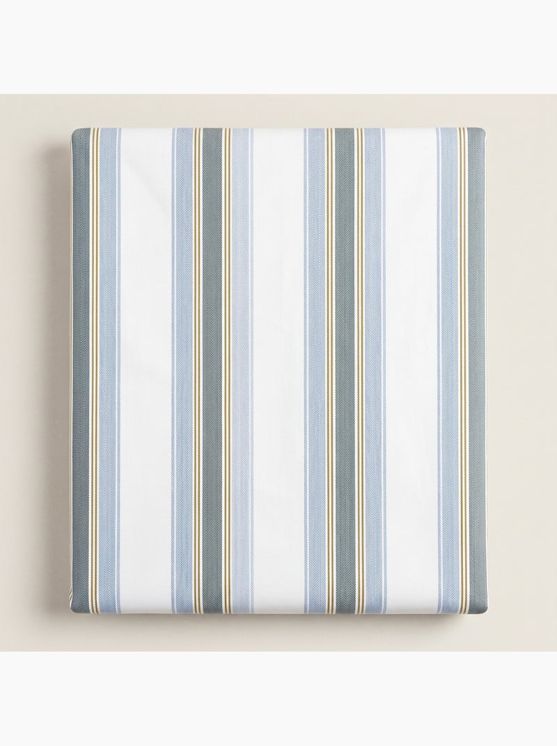 Conjunto de capa de edredão 100% algodão com fronha(s) de almofada, risca larga - gamusi. Azul - Kiabi