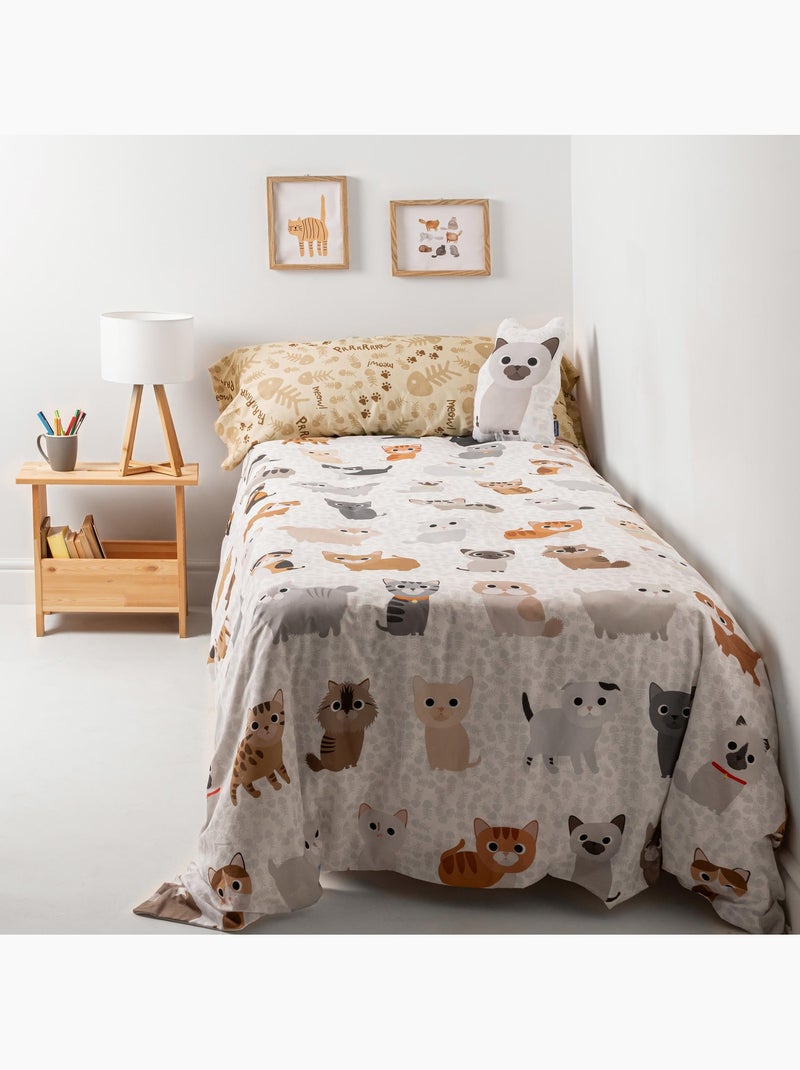 Conjunto de capa de edredão 2 peças Cats "Happyfriday" Multicolorido - Kiabi