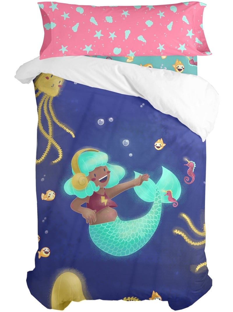 Conjunto de capa de edredão 2 peças Happy mermaid "Happyfriday" Multicolorido - Kiabi
