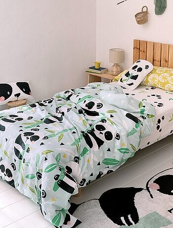 Conjunto de capa de edredão 2 peças Panda garden blue "Happyfriday