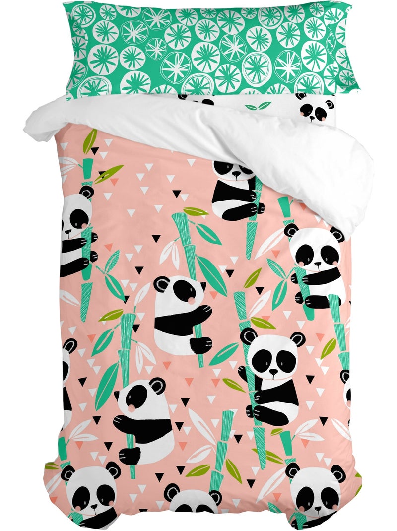 Conjunto de capa de edredão 2 peças Panda garden "Happyfriday" Rosa - Kiabi