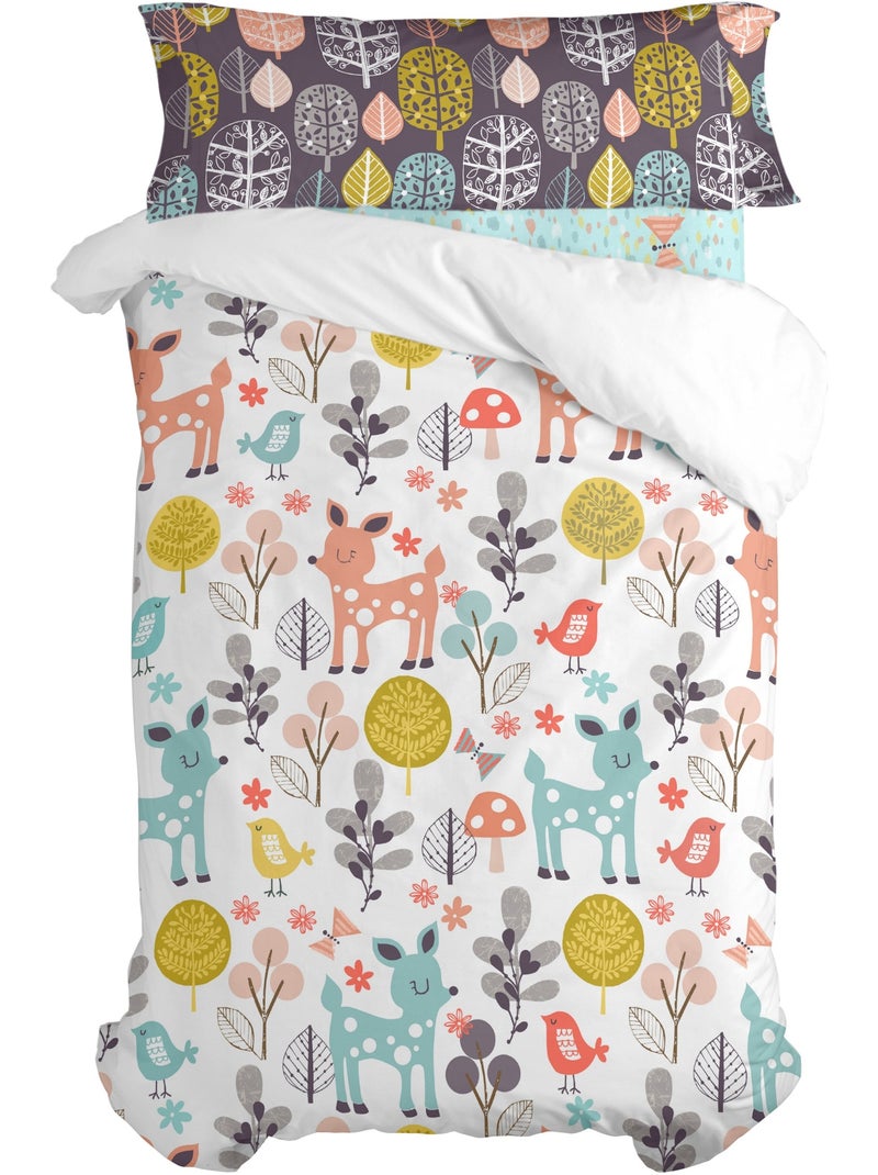 Conjunto de capa de edredão 2 peças Woodland "Happyfriday" Multicolorido - Kiabi