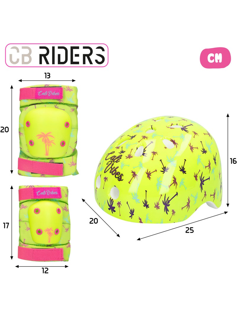 Conjunto de capacete, cotoveleiras e joelheiras amarelo neon cb riders N/D - Kiabi