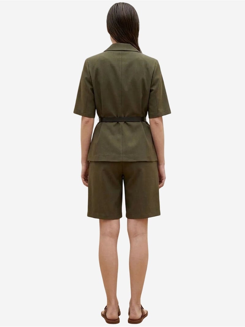 Conjunto de casaco curto e calças de perna larga com cinto my fashion Verde cáqui - Kiabi