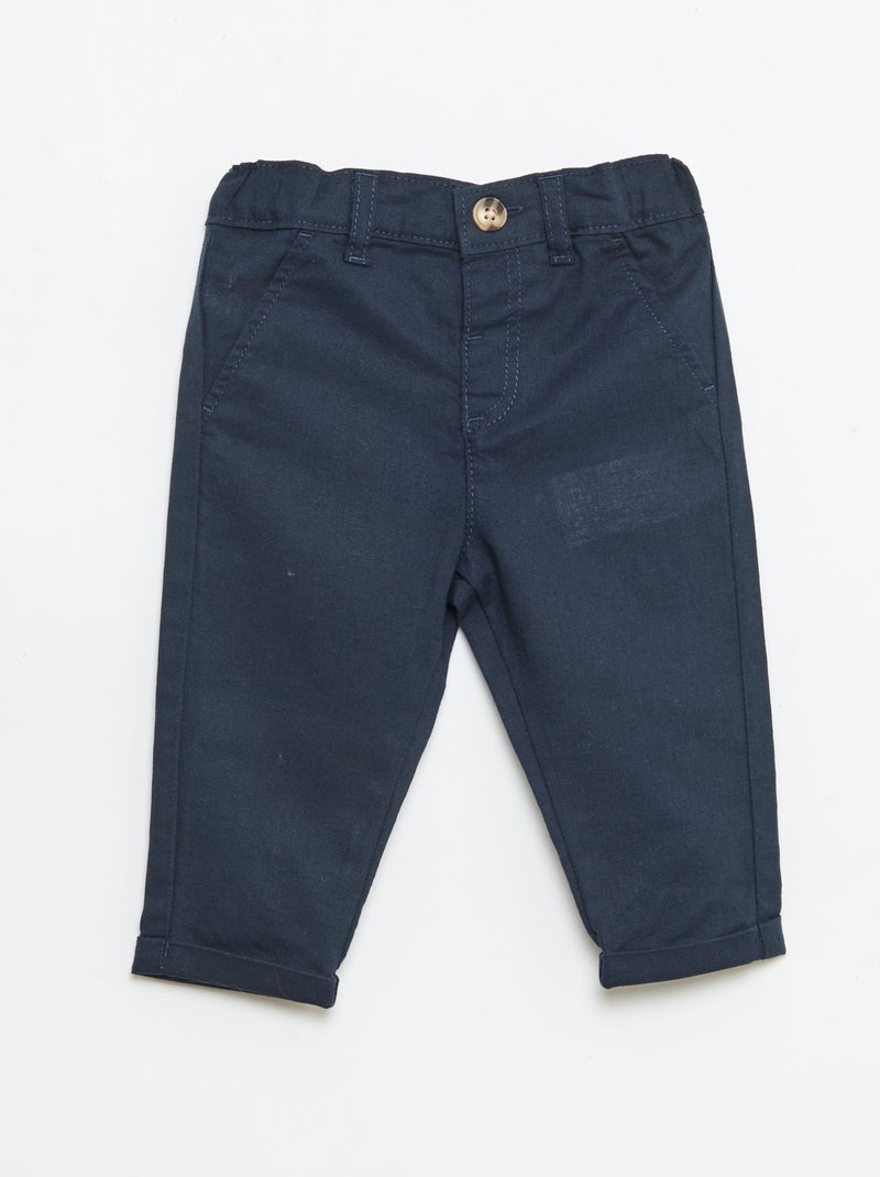Conjunto de cerimónia 4 peças em algodão e linho Azul - Kiabi