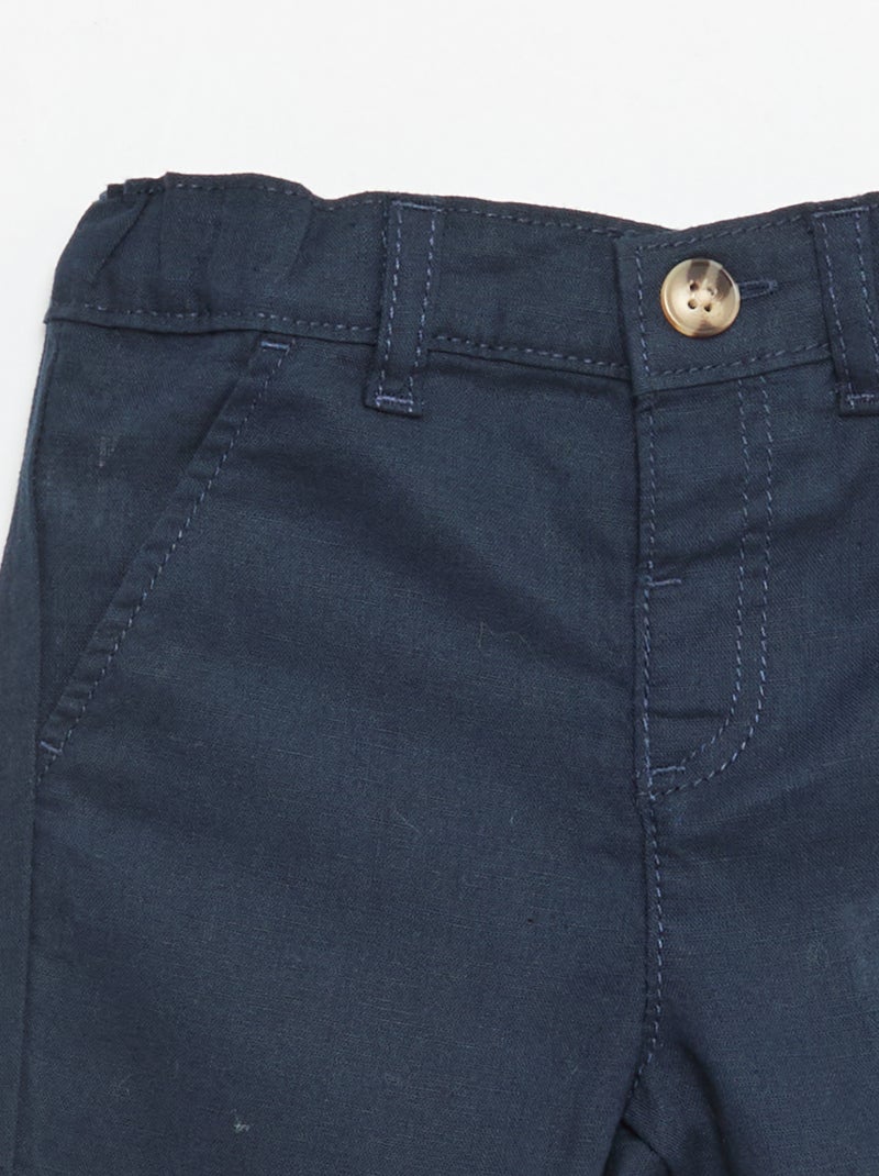 Conjunto de cerimónia 4 peças em algodão e linho Azul - Kiabi
