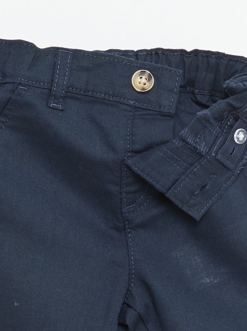 Conjunto de cerimónia 4 peças em algodão e linho Azul - Kiabi
