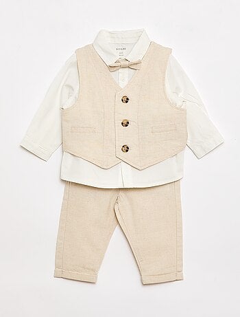 Conjunto de cerimónia 4 peças em algodão e linho