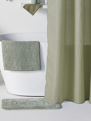 Conjunto de cesto + cortina + tapete de duche