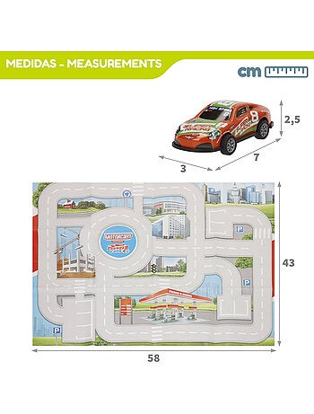 Conjunto de circuito urbano com veículos de fricção 1:87 e sinais de trânsito speed & go