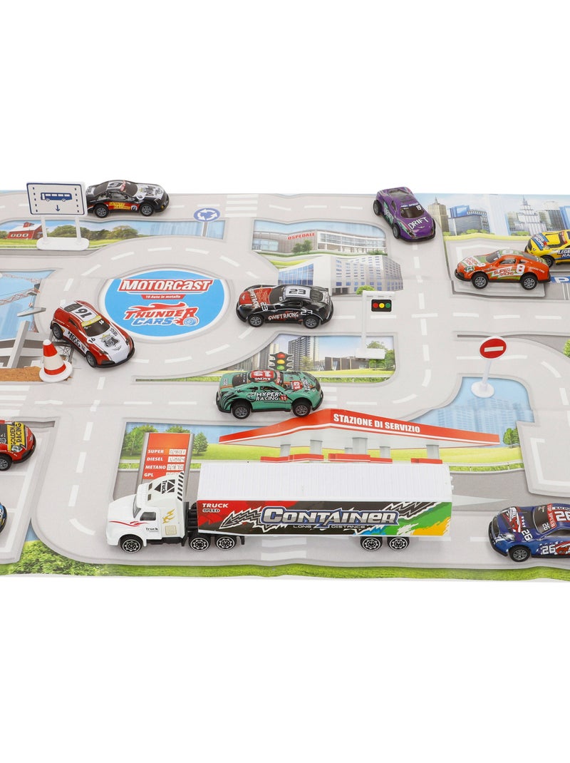 Conjunto de circuito urbano com veículos de fricção 1:87 e sinais de trânsito speed & go N/D - Kiabi