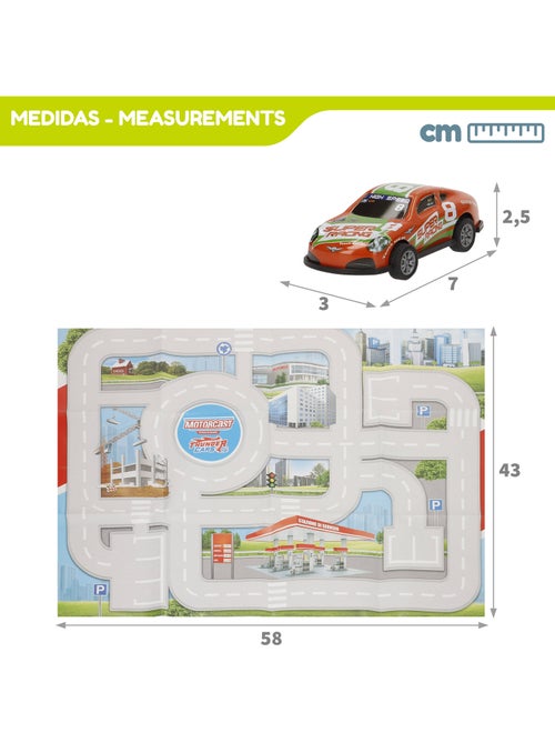 Conjunto de circuito urbano com veículos de fricção 1:87 e sinais de trânsito speed & go - Kiabi