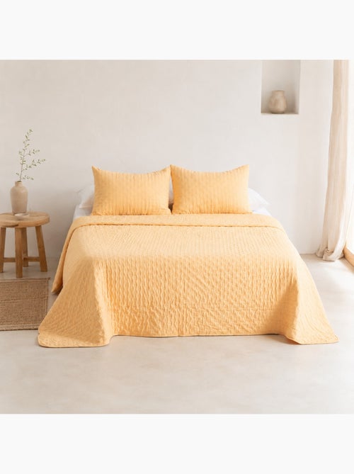 Conjunto de colcha lisa acolchoada com capa de almofada. - Kiabi