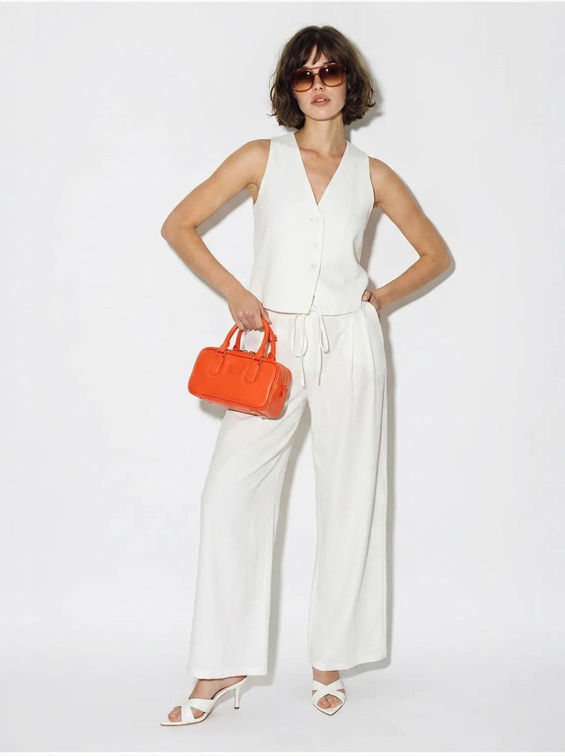 Conjunto de colete de algodão e calças de perna larga lucci Branco sujo - Kiabi
