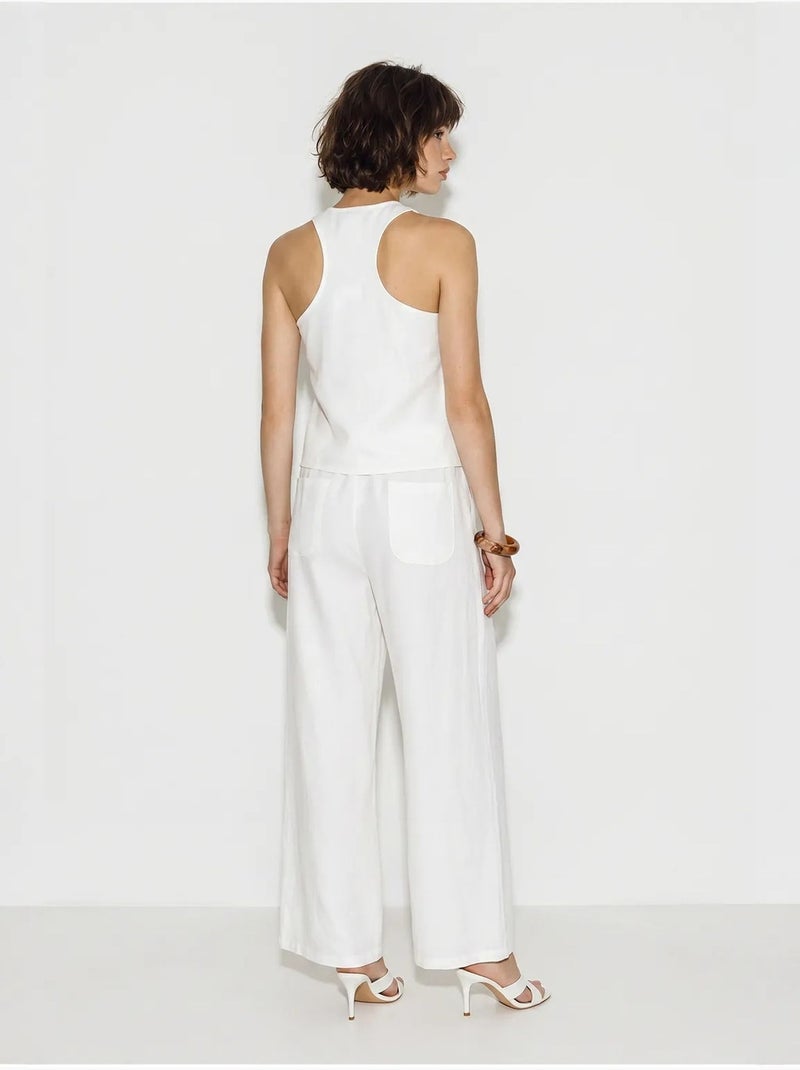 Conjunto de colete de algodão e calças de perna larga lucci Branco sujo - Kiabi