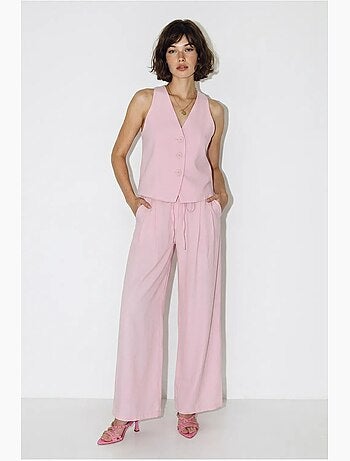 Conjunto de colete de algodão e calças de perna larga lucci