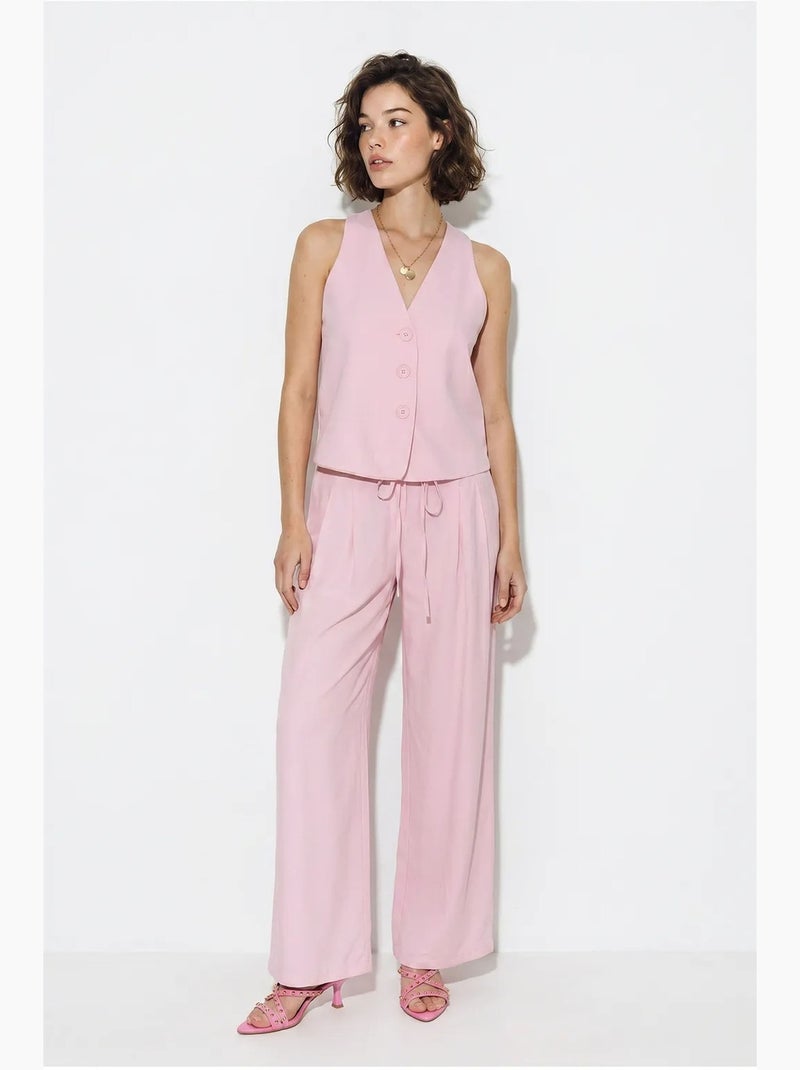 Conjunto de colete de algodão e calças de perna larga lucci Rosa - Kiabi