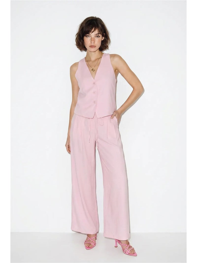 Conjunto de colete de algodão e calças de perna larga lucci Rosa - Kiabi