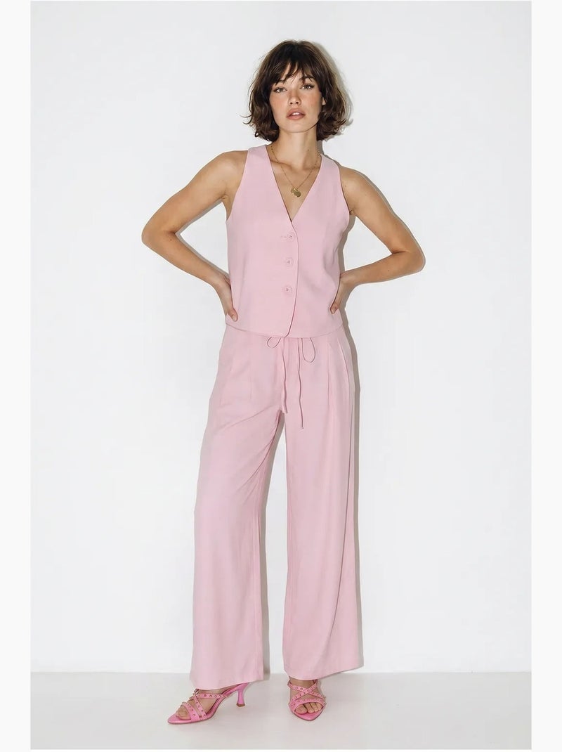 Conjunto de colete de algodão e calças de perna larga lucci Rosa - Kiabi