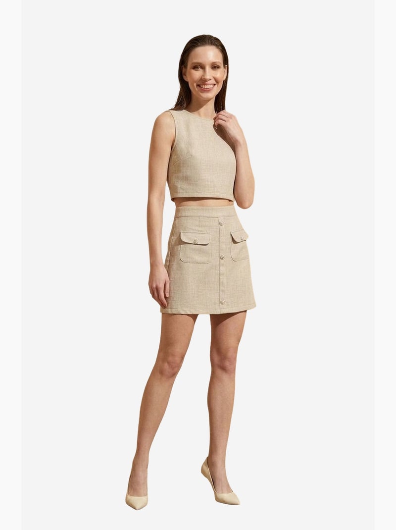 Conjunto de colete de algodão e minissaia my fashion Bege-argila - Kiabi