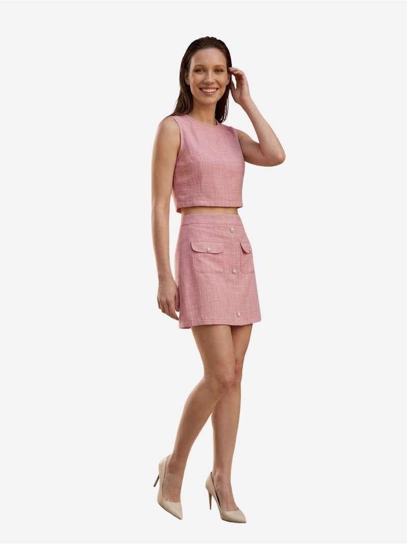 Conjunto de colete de algodão e minissaia my fashion Rosa velho - Kiabi