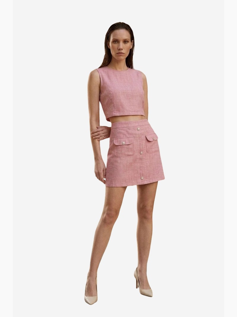 Conjunto de colete de algodão e minissaia my fashion Rosa velho - Kiabi