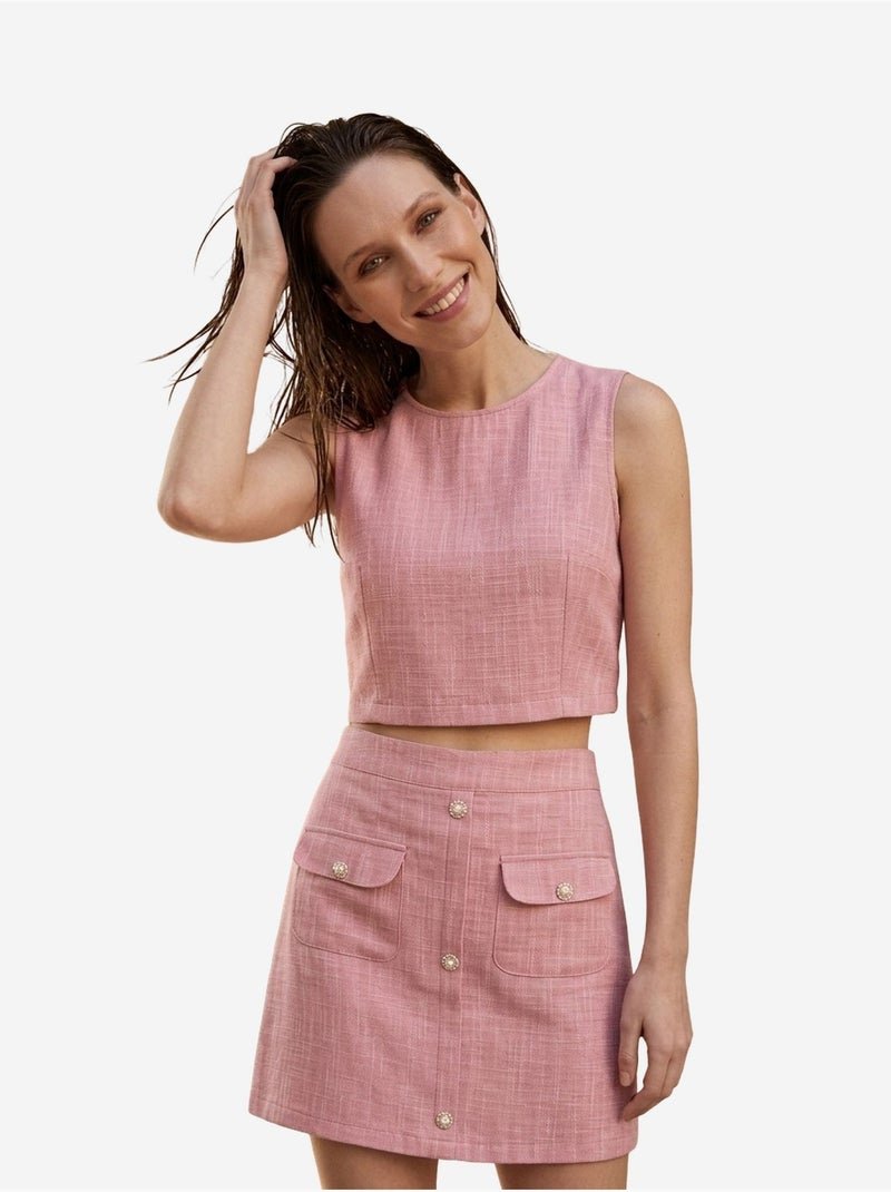 Conjunto de colete de algodão e minissaia my fashion Rosa velho - Kiabi