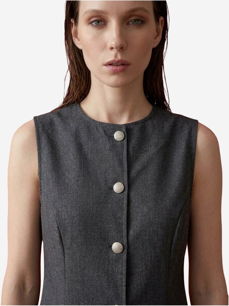 Conjunto de colete e calças de perna larga de popelina de algodão my fashion Cinza escuro - Kiabi