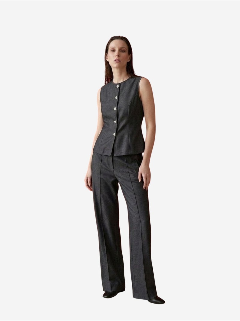 Conjunto de colete e calças de perna larga de popelina de algodão my fashion Cinza escuro - Kiabi