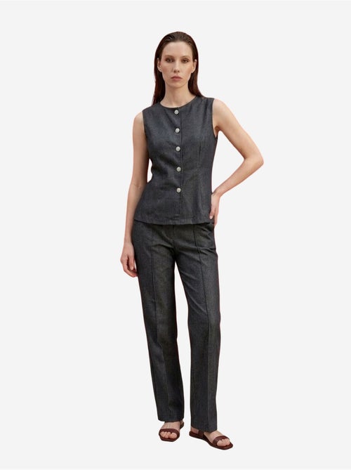 Conjunto de colete e calças de perna larga de popelina de algodão my fashion - Kiabi Conjunto de colete e calças de perna larga de popelina de algodão my fashion - Kiabi