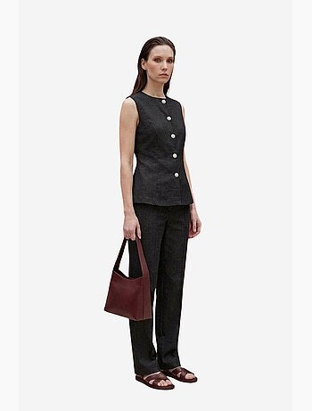 Conjunto de colete e calças de perna larga de popelina de algodão my fashion