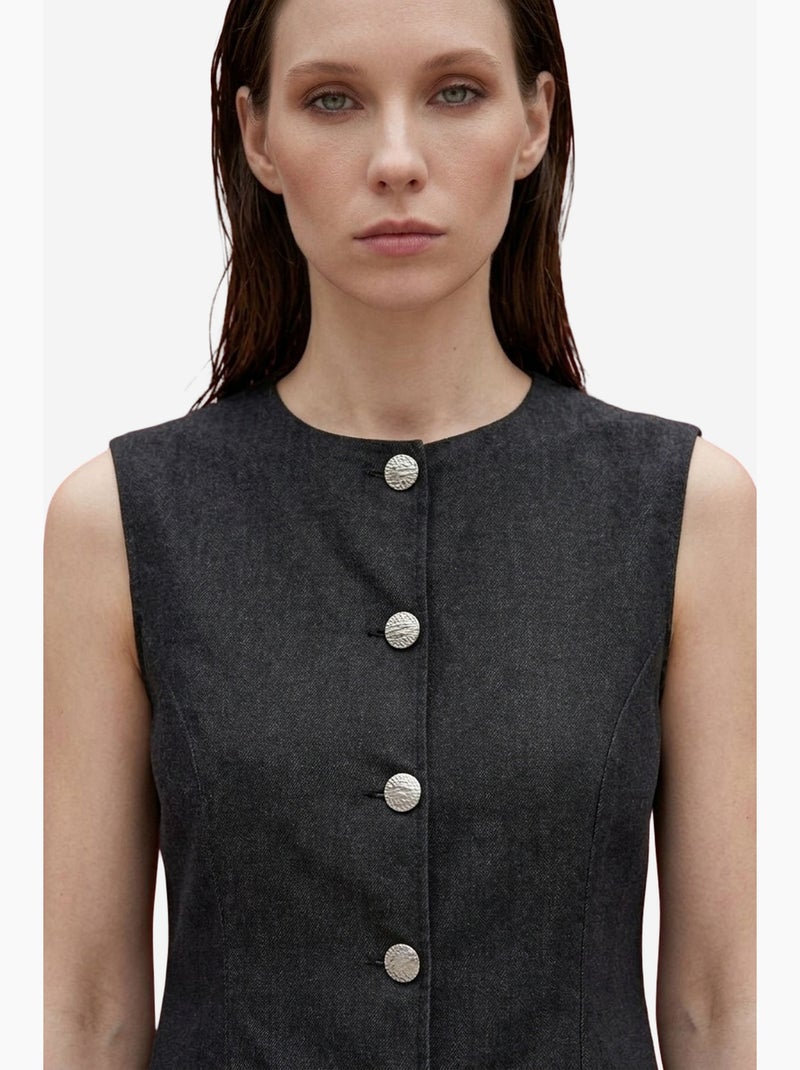 Conjunto de colete e calças de perna larga de popelina de algodão my fashion Cinza-preto - Kiabi
