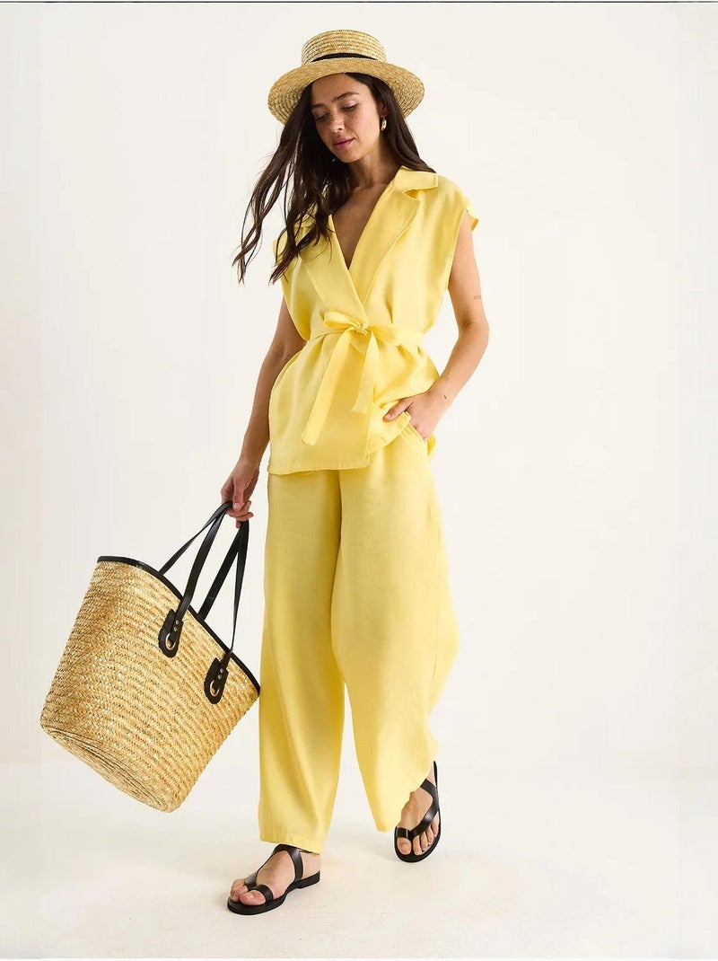Conjunto de colete e calças de perna larga lucci Amarelo-limão - Kiabi