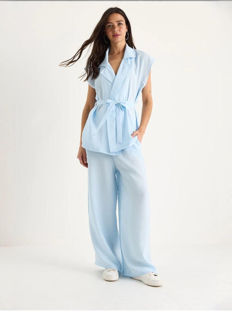 Conjunto de colete e calças de perna larga lucci Azul-céu - Kiabi