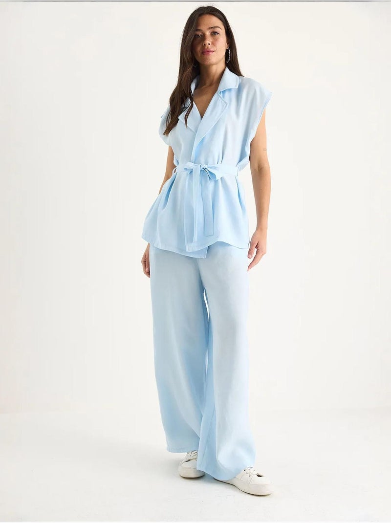 Conjunto de colete e calças de perna larga lucci Azul-céu - Kiabi