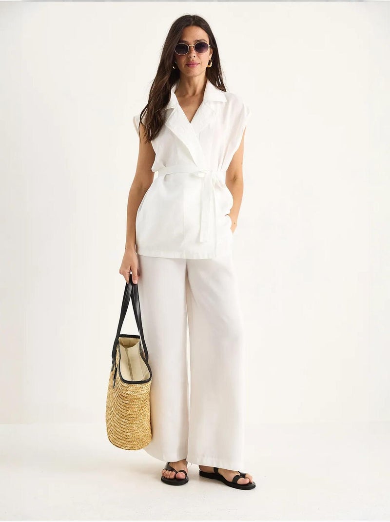 Conjunto de colete e calças de perna larga lucci Branco - Kiabi