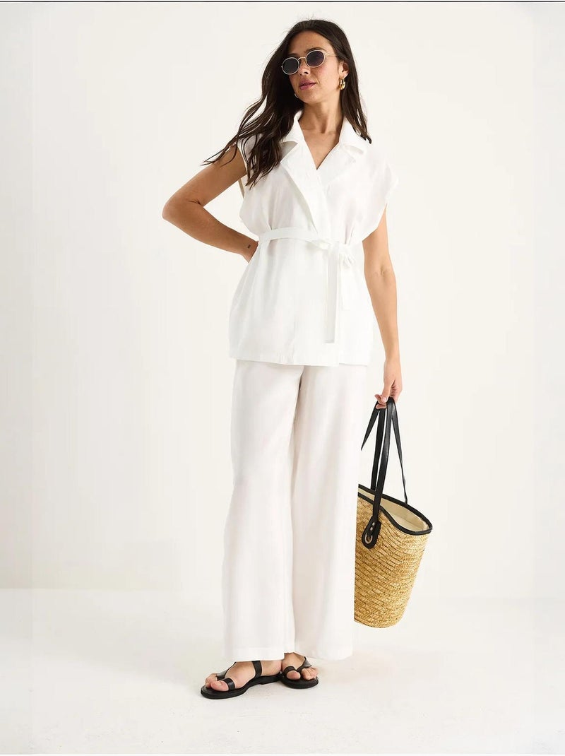 Conjunto de colete e calças de perna larga lucci Branco - Kiabi