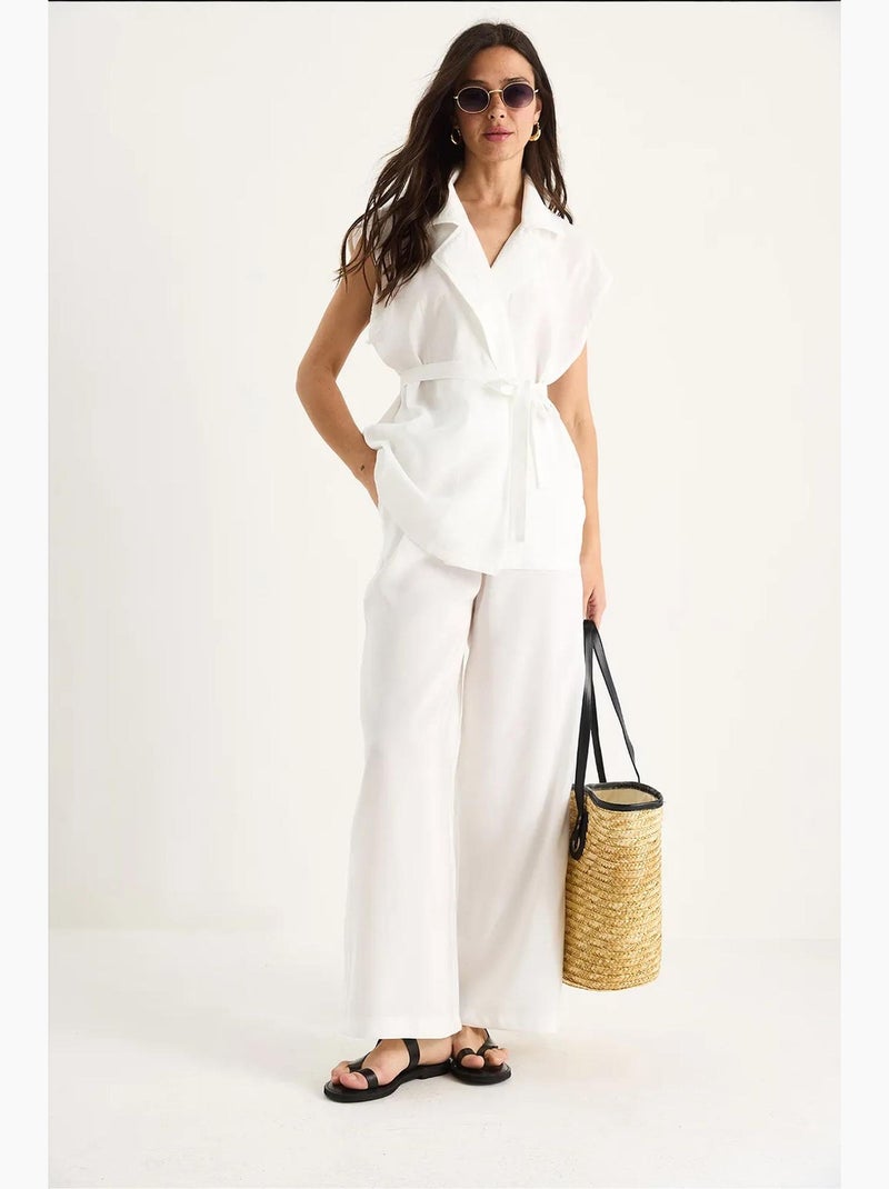 Conjunto de colete e calças de perna larga lucci Branco - Kiabi