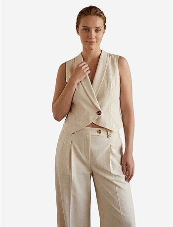 Conjunto de colete sem mangas e calças de perna larga my fashion