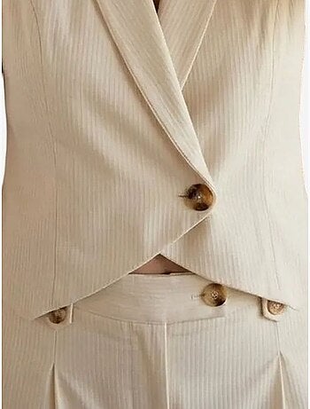 Conjunto de colete sem mangas e calças de perna larga my fashion