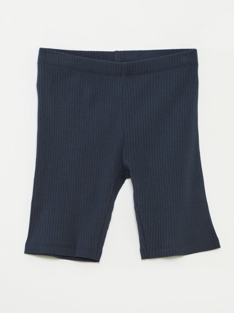 Conjunto de desporto top + calções tipo ciclista canelados - 2 peças Azul - Kiabi